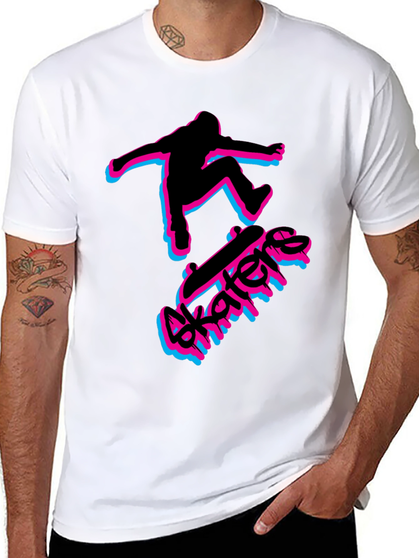 Skater Graphic Black T-Shirt - Cool Streetwear