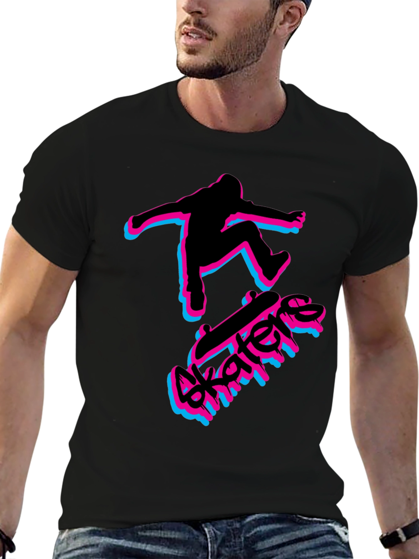 Skater Graphic Black T-Shirt - Cool Streetwear