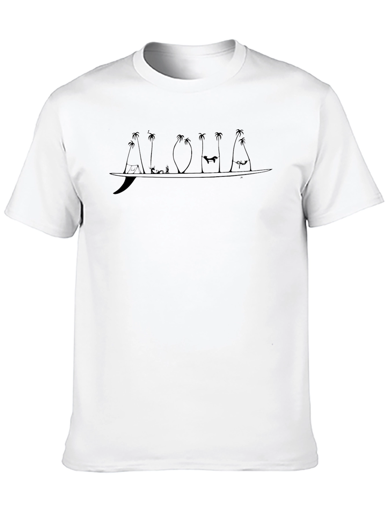 Aloha Surfboard Graphic T-Shirt - Black