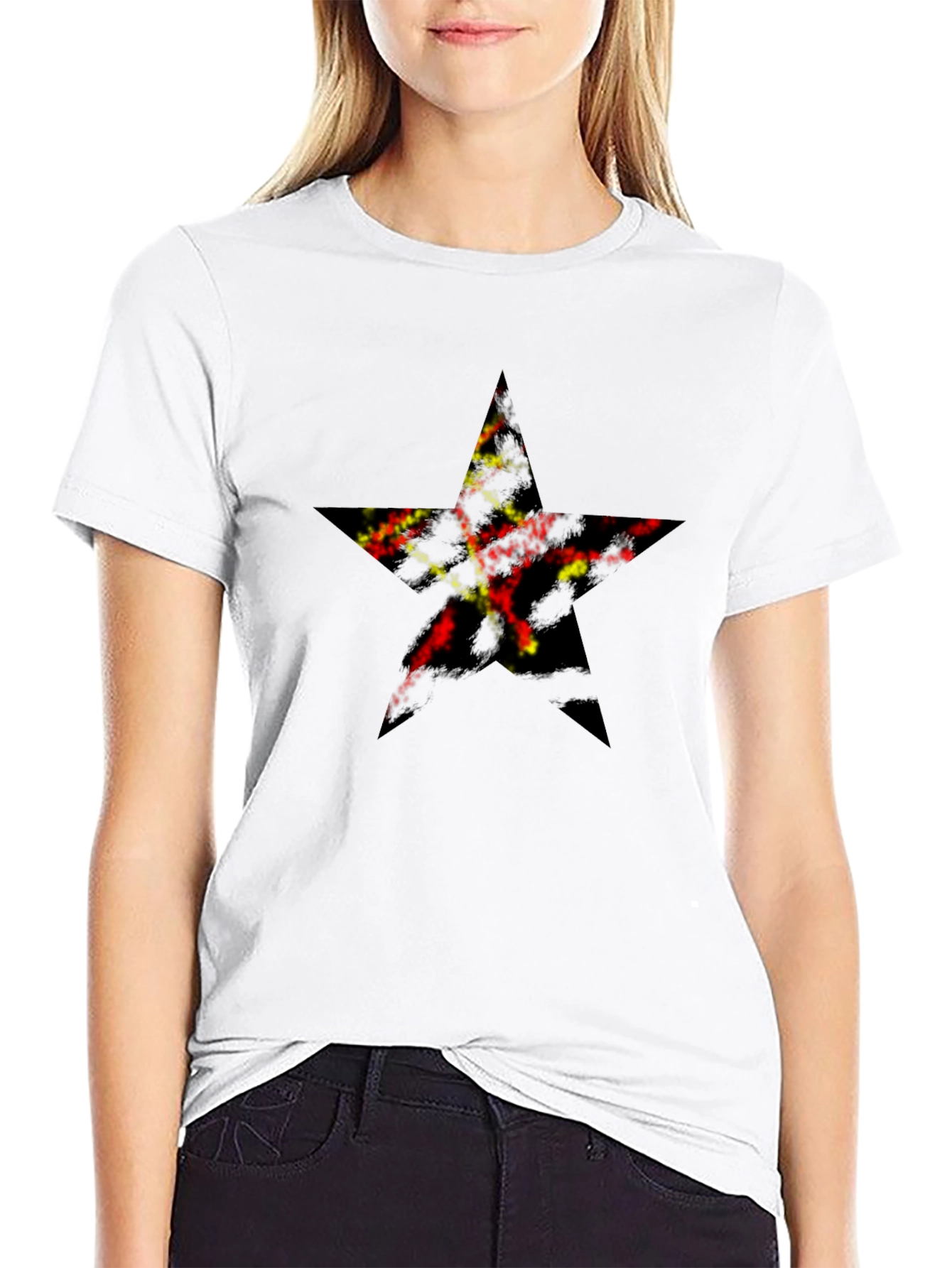 Star Graphic Print Black T-Shirt
