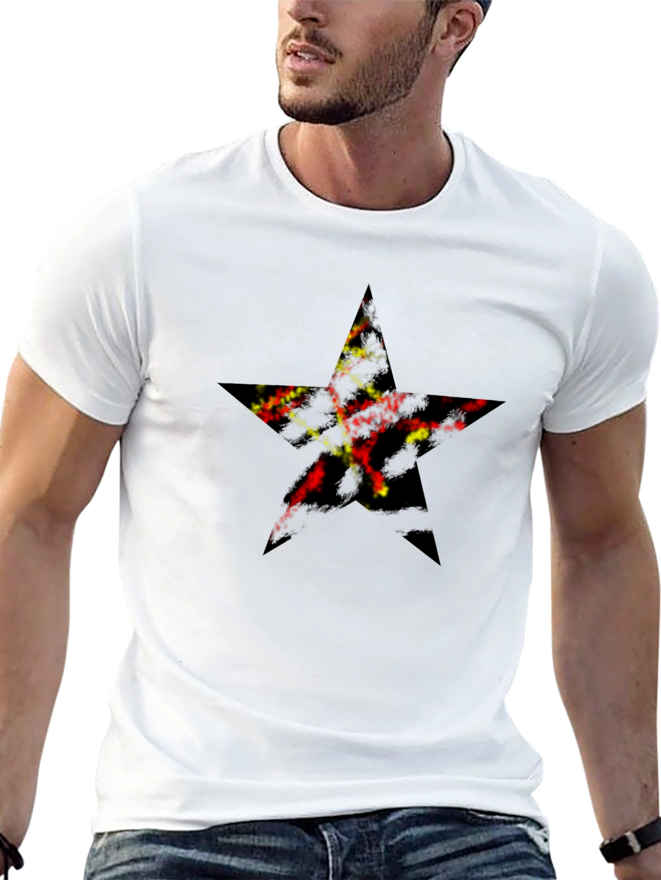 Star Graphic Print Black T-Shirt