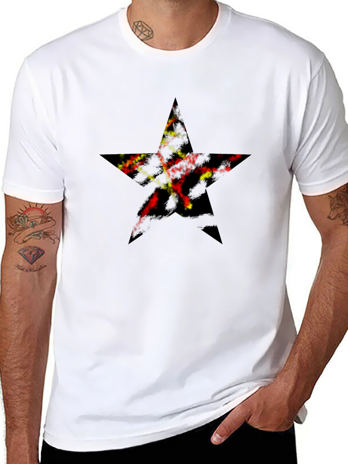 Star Graphic Print Black T-Shirt