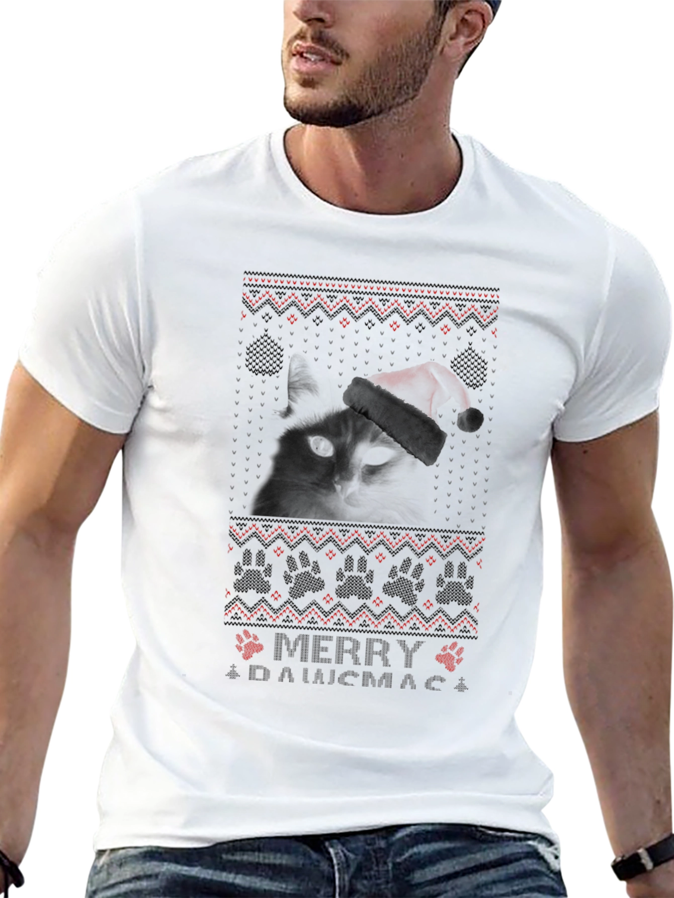 Merry Daiwcmac Dog Ugly Christmas Sweater T-Shirt