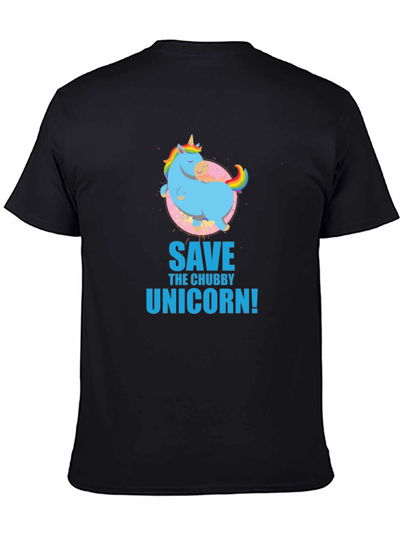 Save the Chubby Unicorn Black T-Shirt