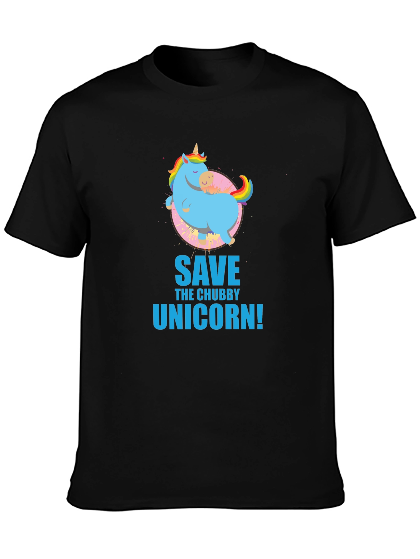Save the Chubby Unicorn Black T-Shirt