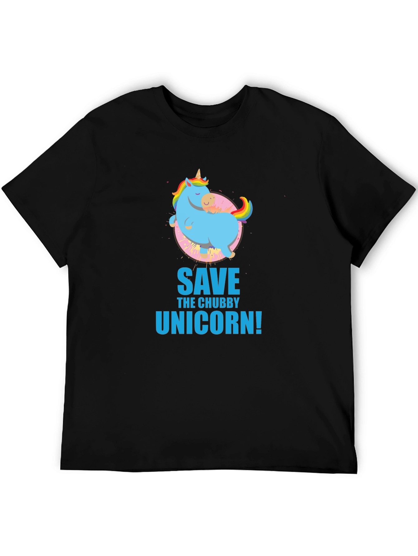 Save the Chubby Unicorn Black T-Shirt