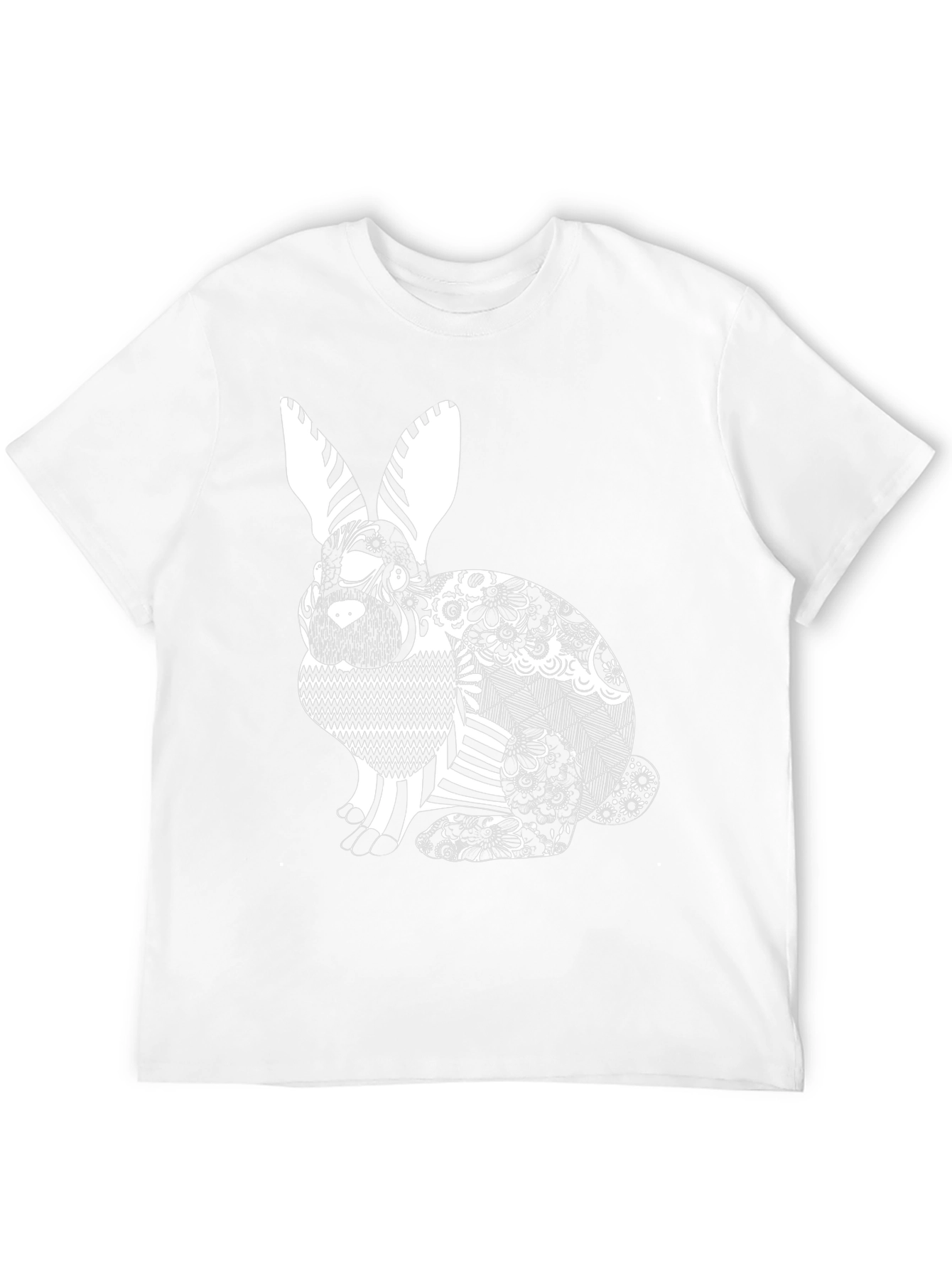 Black T-Shirt with Decorative Rabbit Design