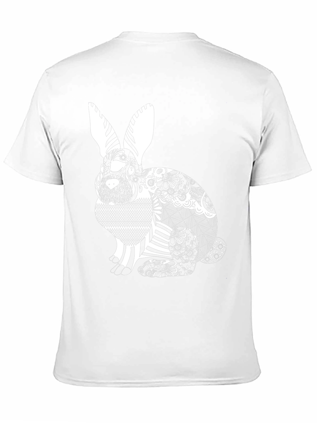 Black T-Shirt with Decorative Rabbit Design