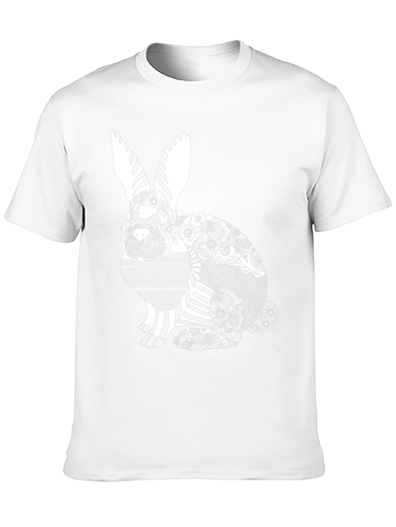 Black T-Shirt with Decorative Rabbit Design