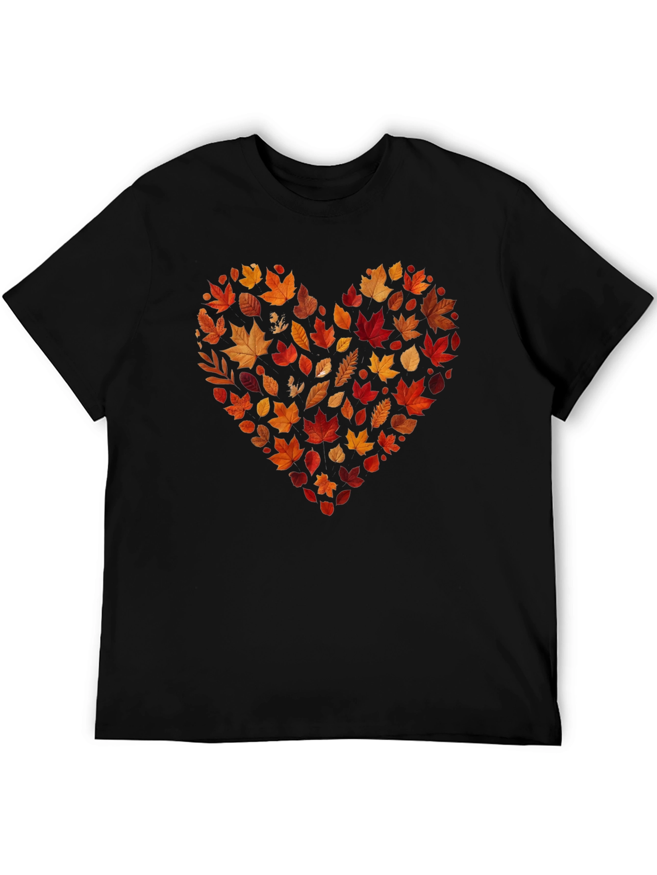 Autumn Leaves Heart Graphic Tee - Black