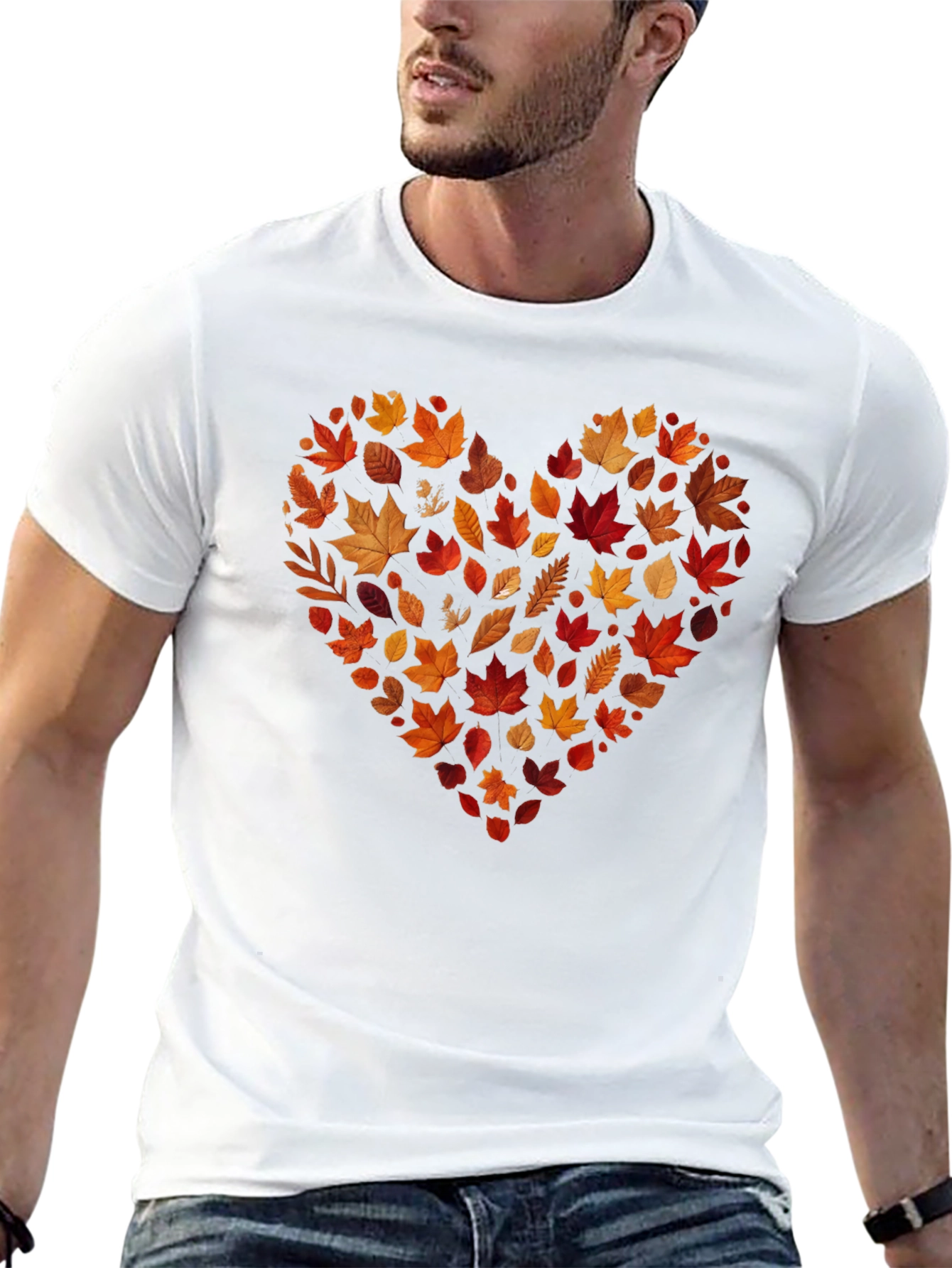 Autumn Leaves Heart Graphic Tee - Black