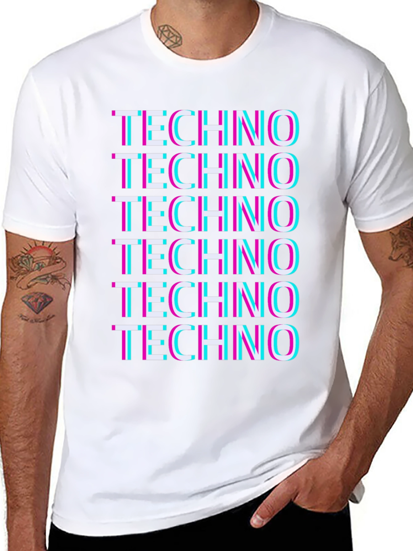 Techno Glitch Graphic T-Shirt - Unique Design