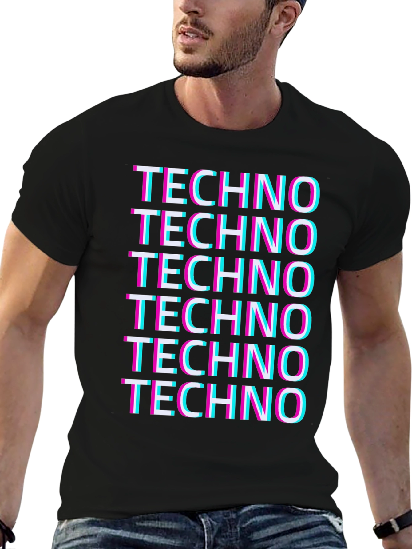 Techno Glitch Graphic T-Shirt - Unique Design