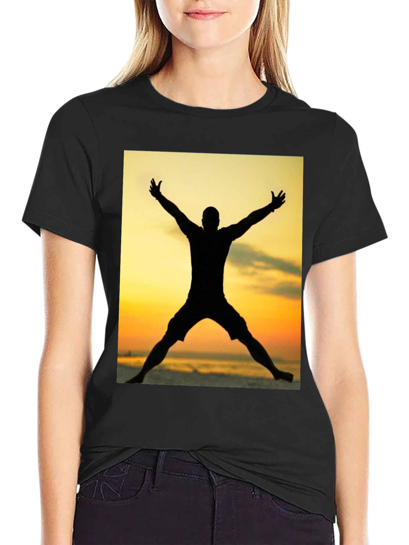Silhouette Sunset Graphic Tee - Black