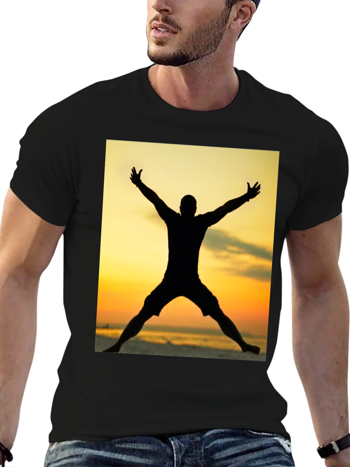 Silhouette Sunset Graphic Tee - Black