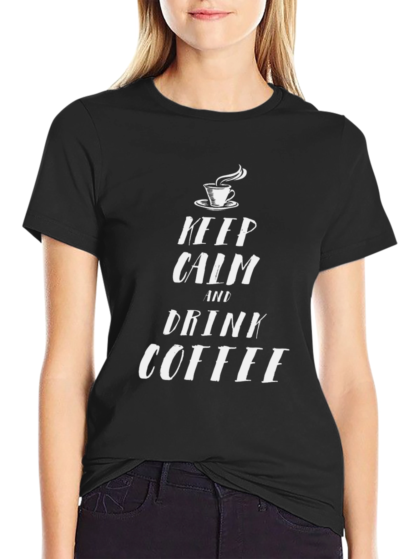 Keep Calm and Drink Coffee Black T-Shirt