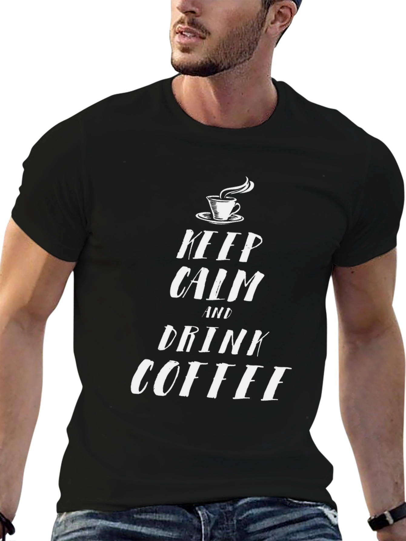 Keep Calm and Drink Coffee Black T-Shirt