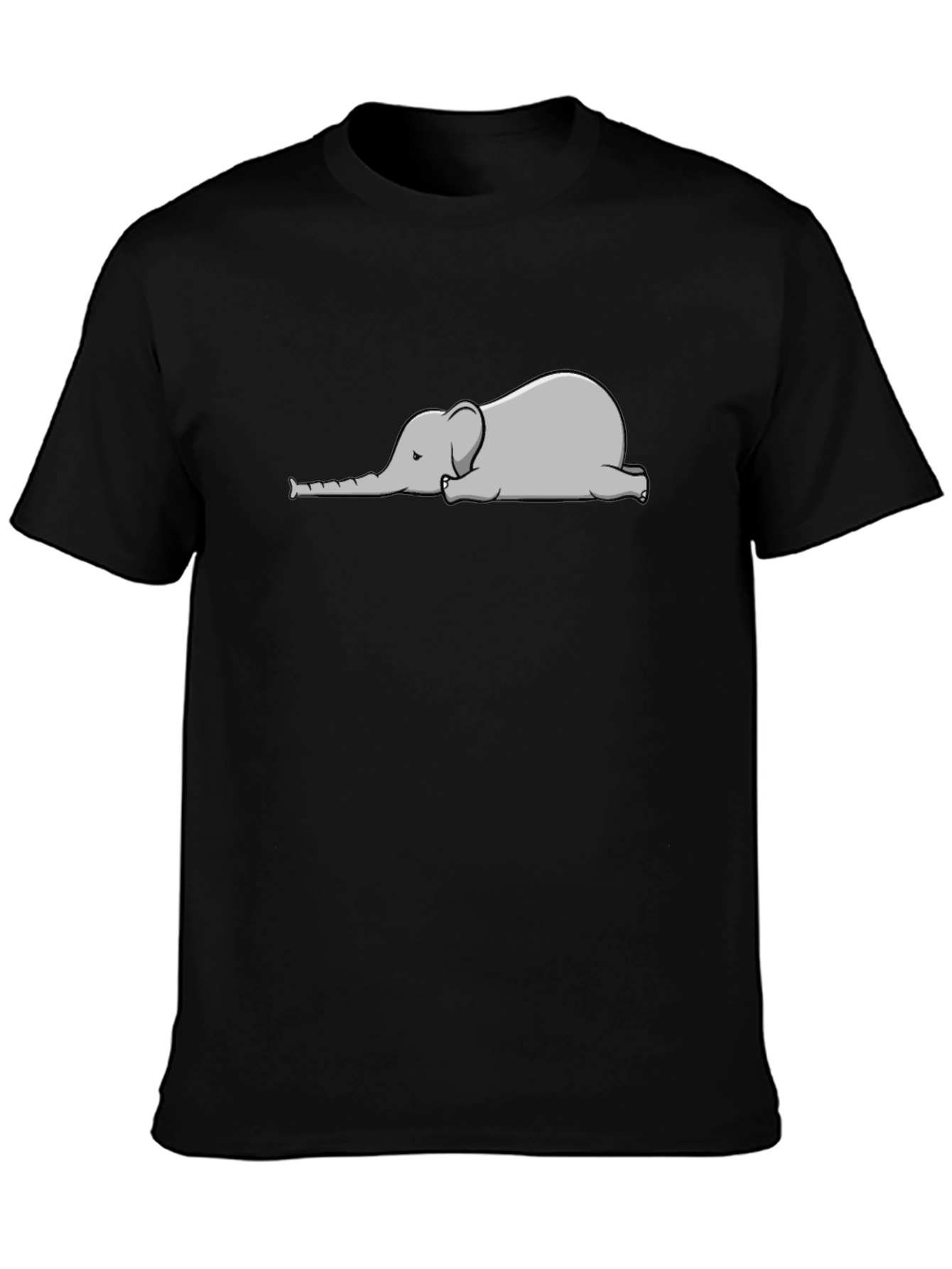 Lazy Elephant Graphic Tee - Black Cotton T-Shirt