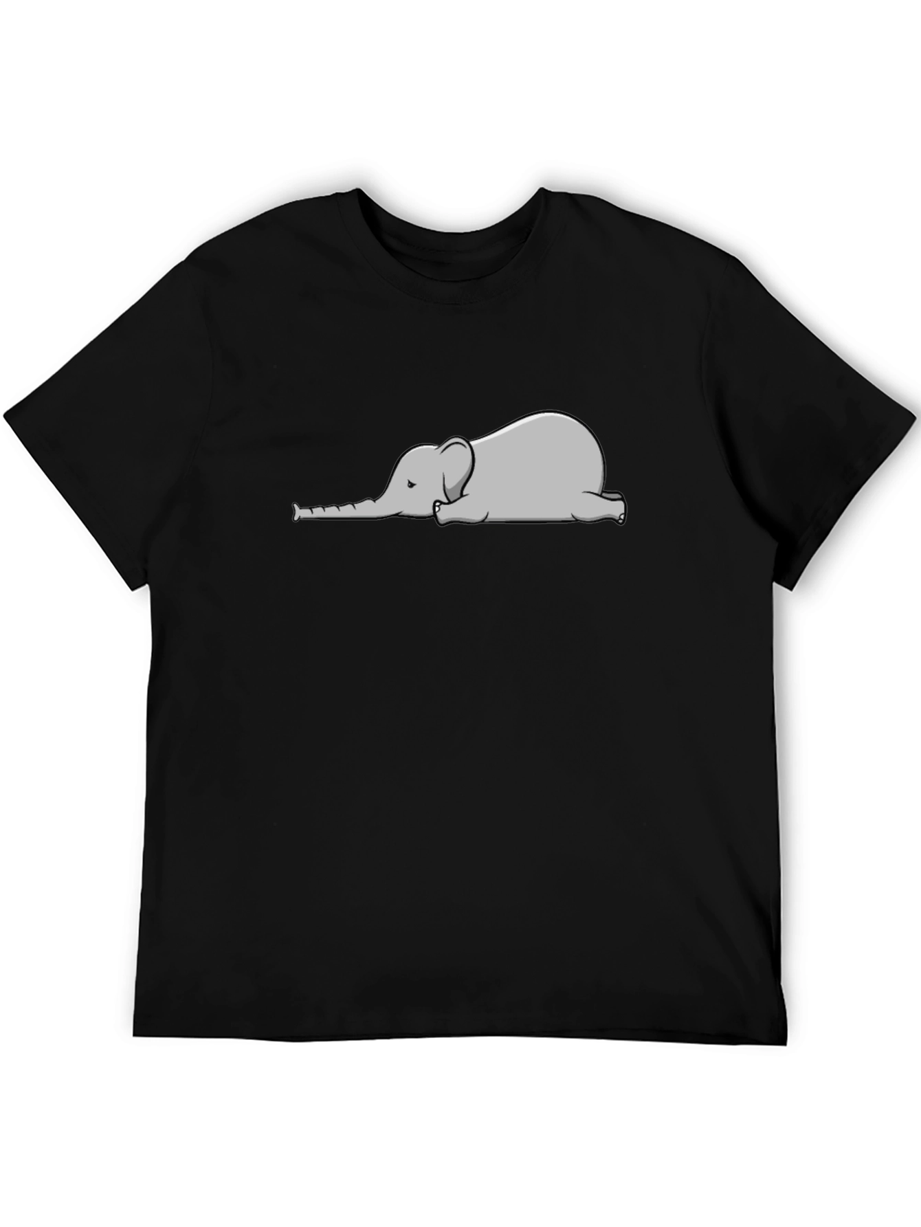 Lazy Elephant Graphic Tee - Black Cotton T-Shirt