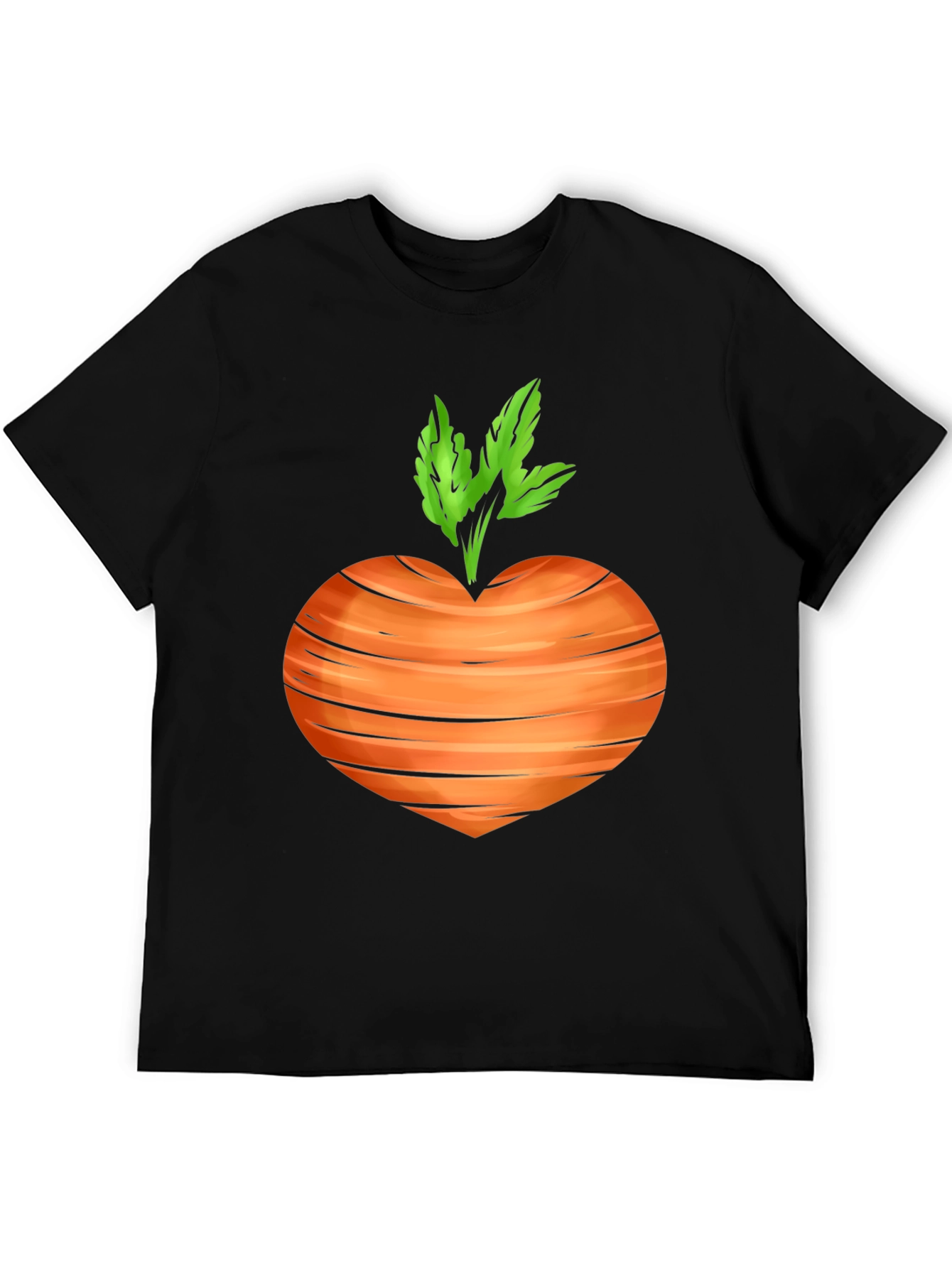 Carrot Heart Graphic Tee - Black Cotton T-Shirt