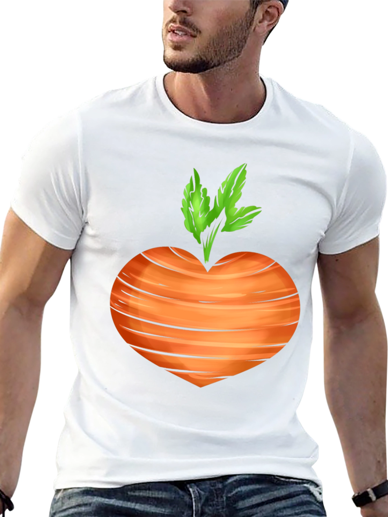 Carrot Heart Graphic Tee - Black Cotton T-Shirt