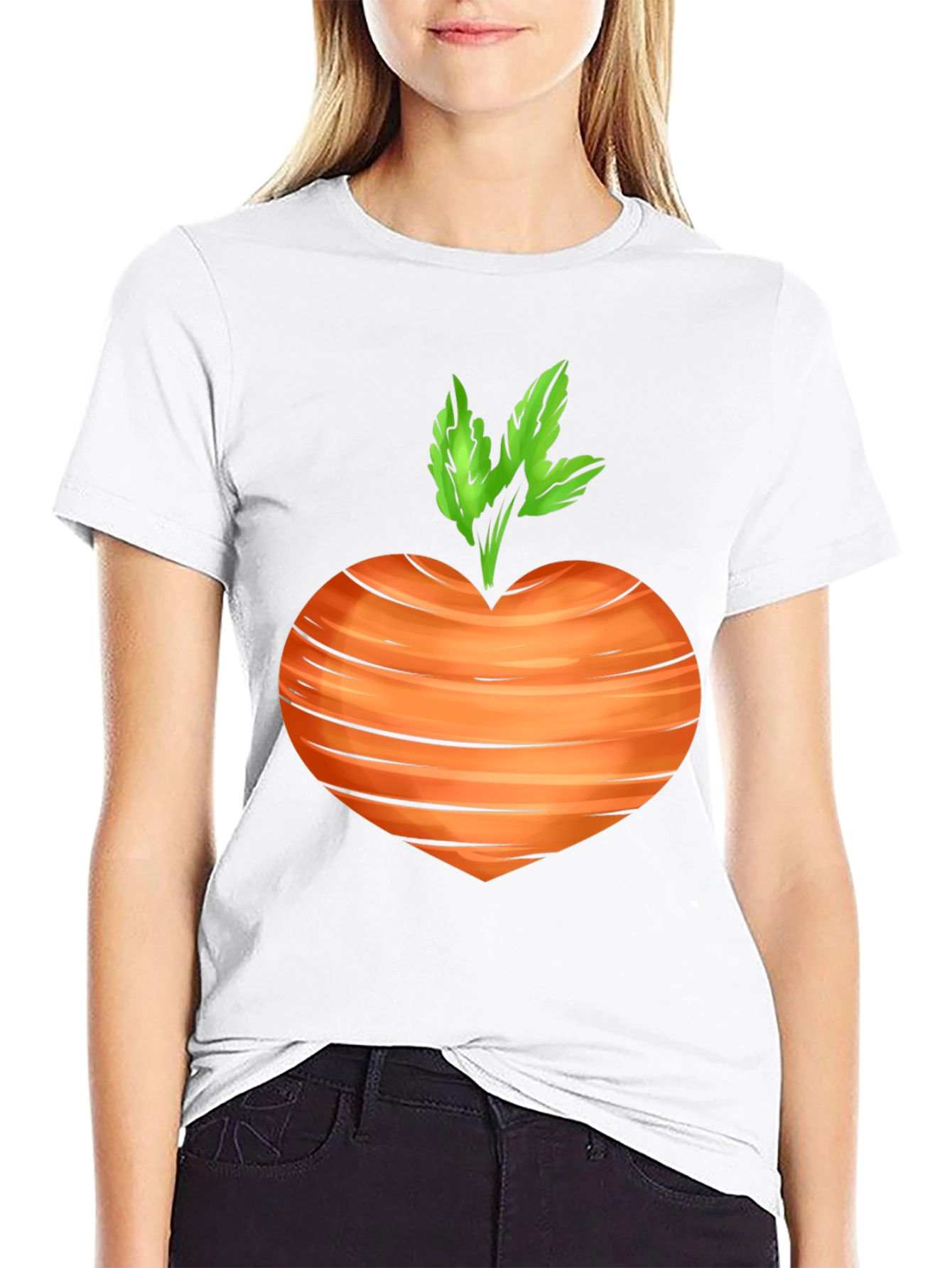 Carrot Heart Graphic Tee - Black Cotton T-Shirt