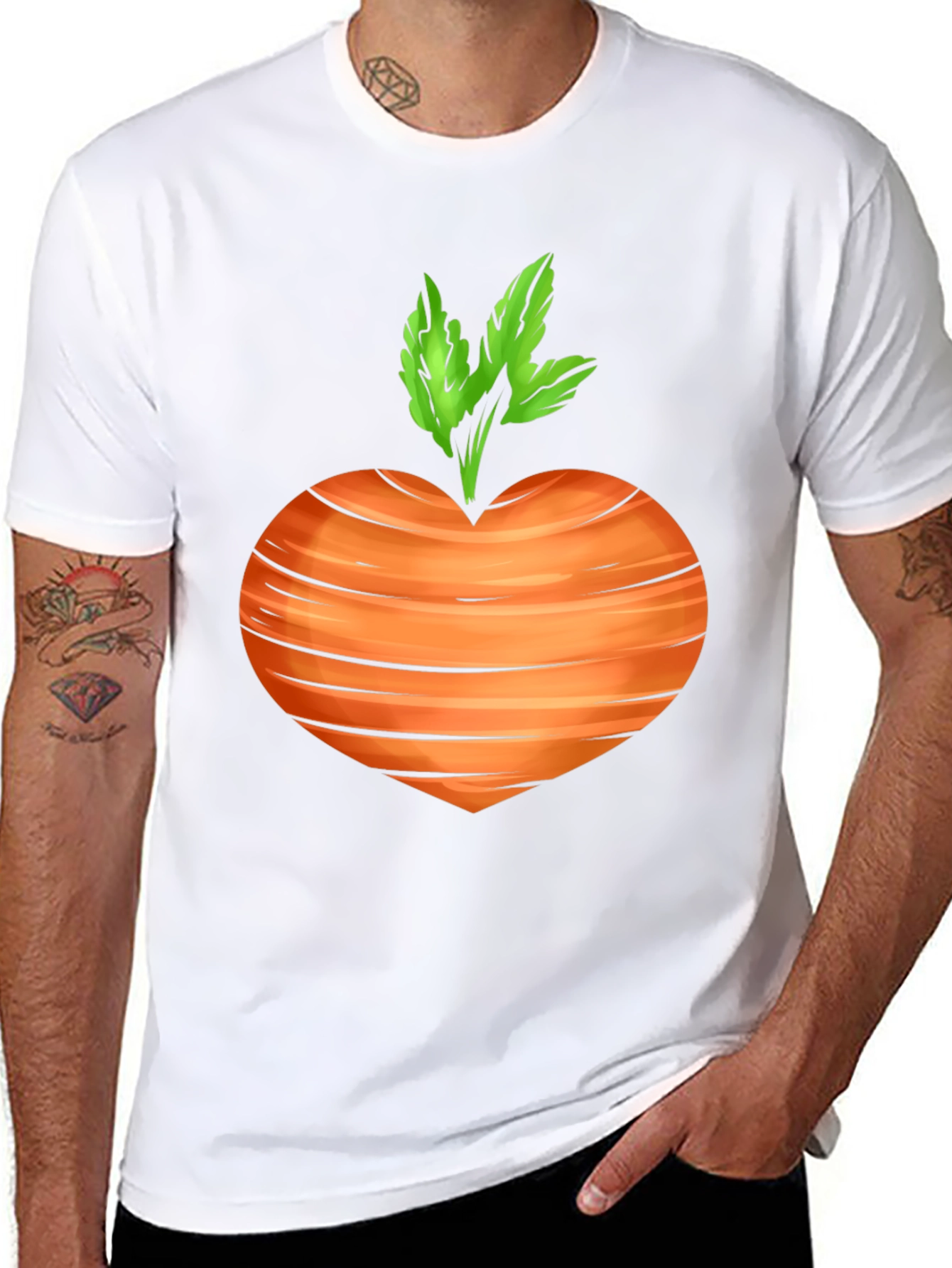 Carrot Heart Graphic Tee - Black Cotton T-Shirt