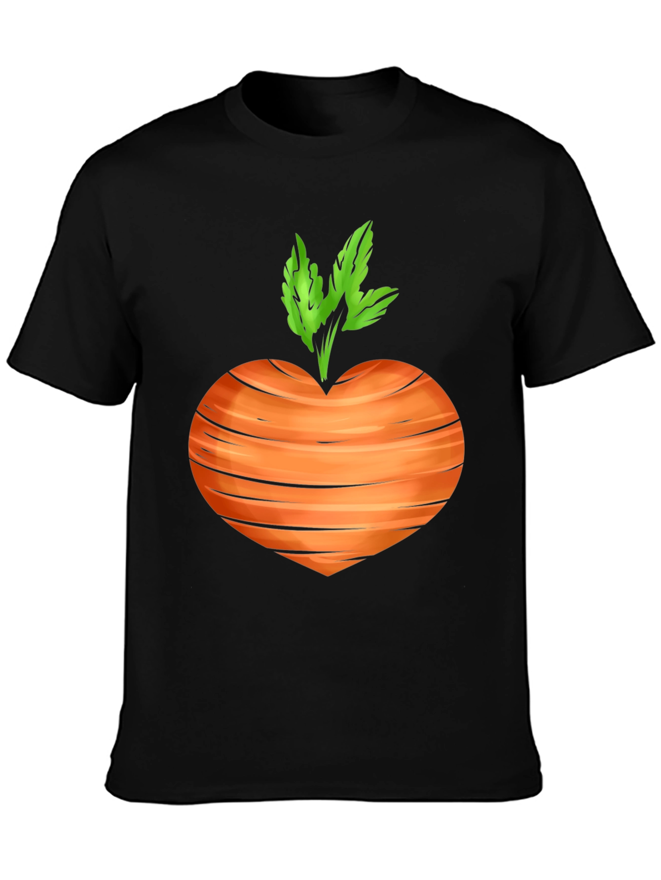 Carrot Heart Graphic Tee - Black Cotton T-Shirt