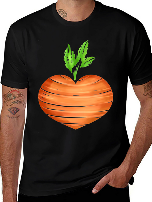Carrot Heart Graphic Tee - Black Cotton T-Shirt