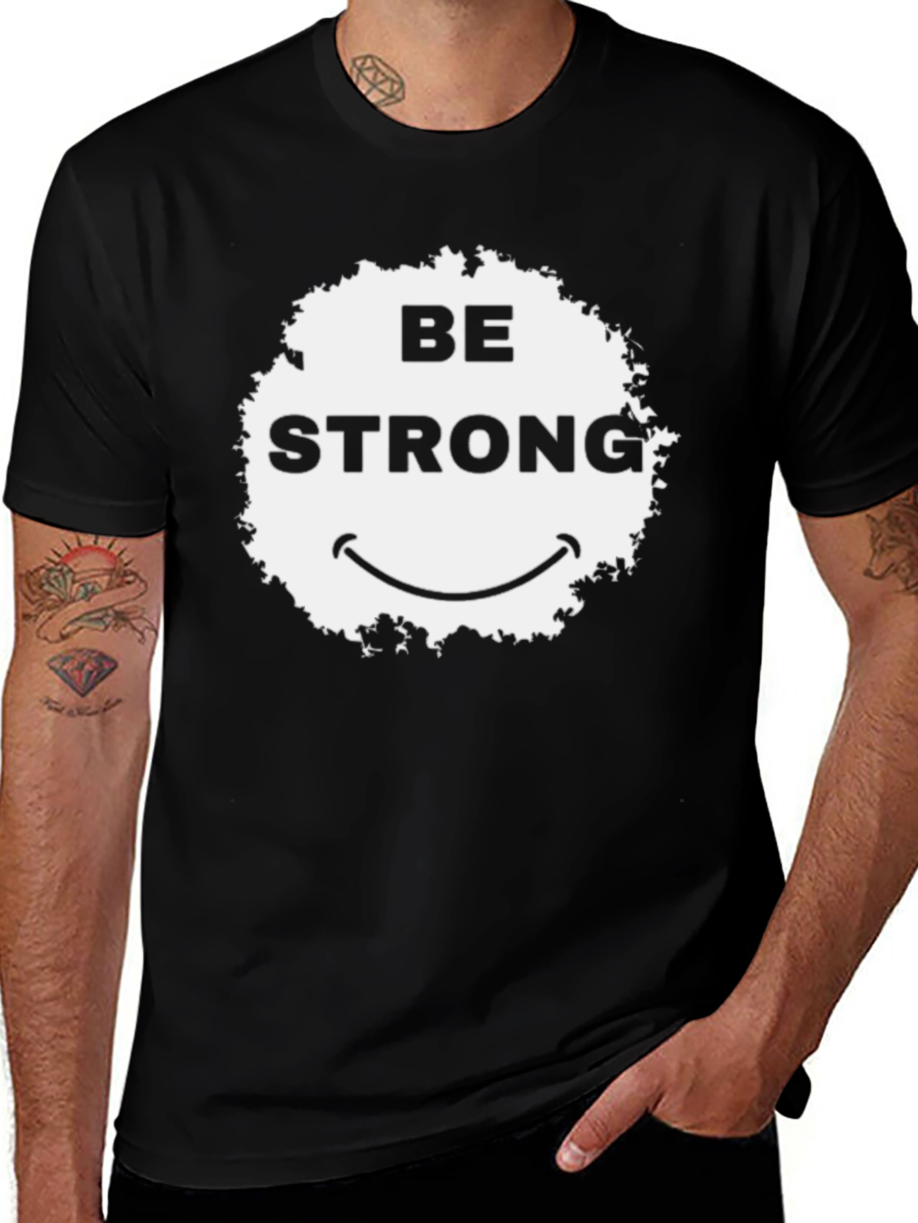 Be Strong Graphic Tee - Black Casual T-Shirt