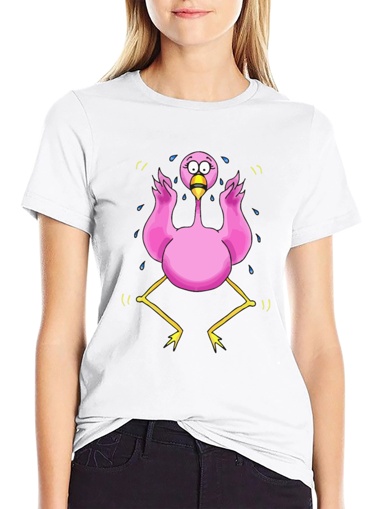 Funny Flamingo Cartoon Graphic T-Shirt