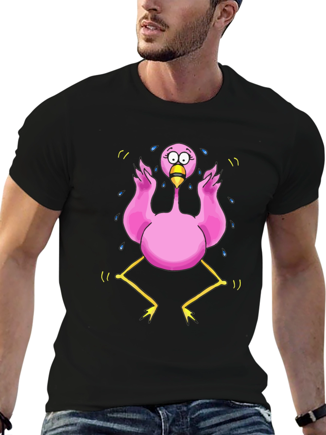 Funny Flamingo Cartoon Graphic T-Shirt