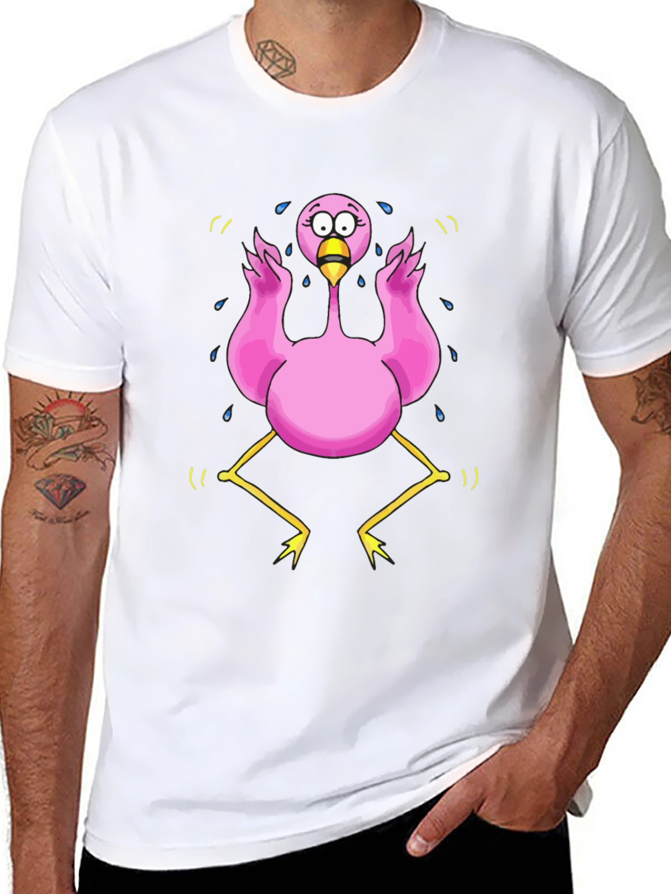 Funny Flamingo Cartoon Graphic T-Shirt