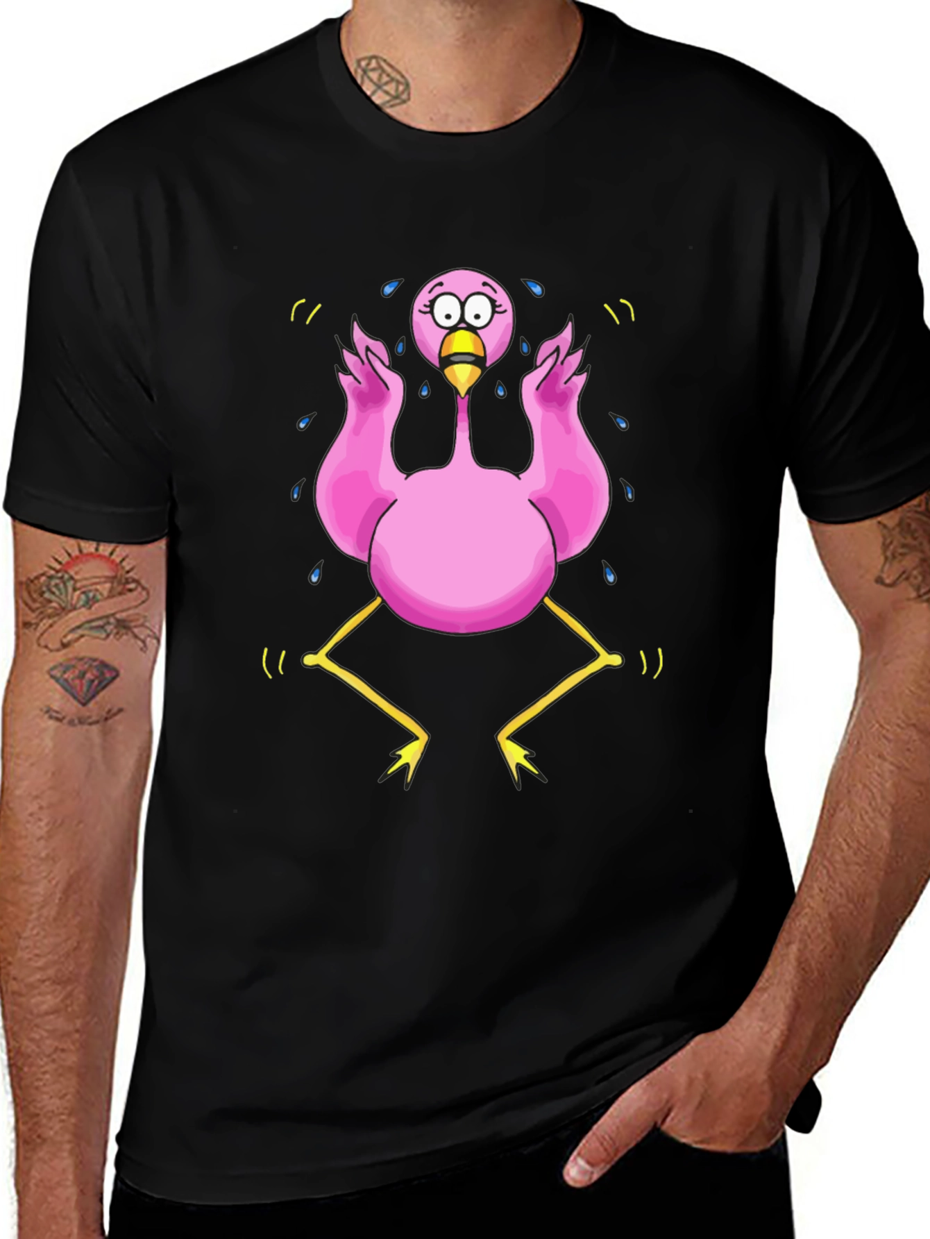 Funny Flamingo Cartoon Graphic T-Shirt