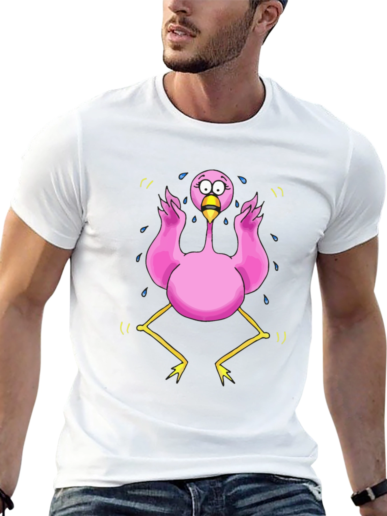 Funny Flamingo Cartoon Graphic T-Shirt