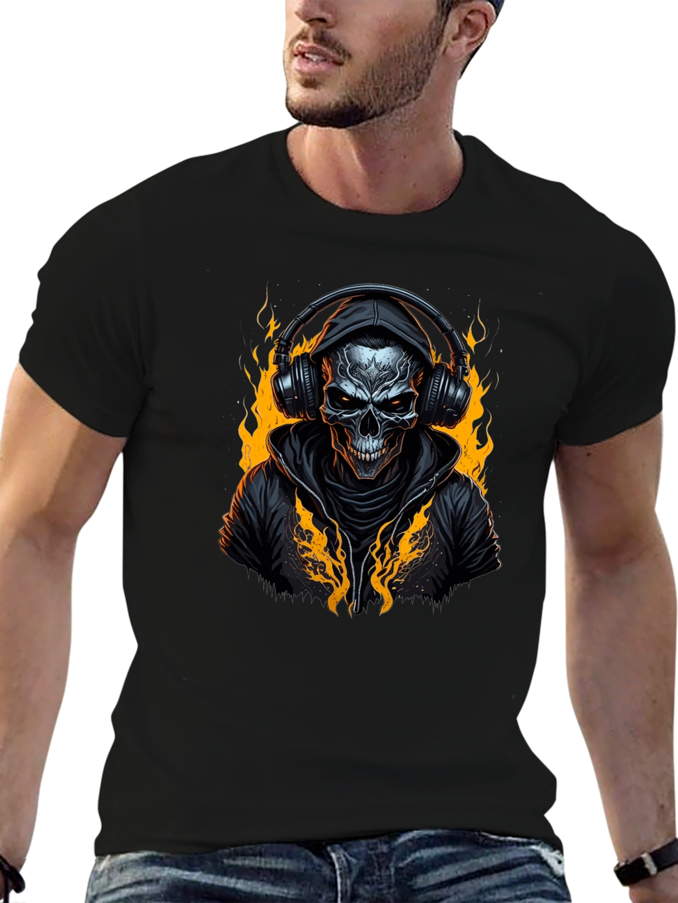 Skull DJ Black T-Shirt