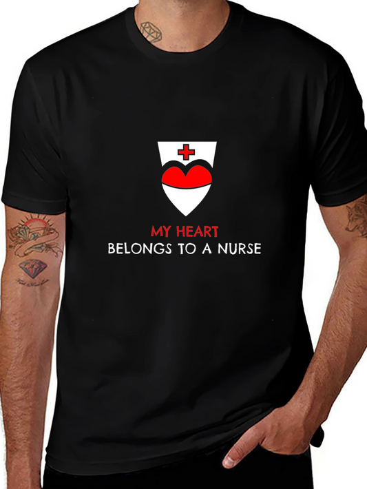 My Heart Belongs To A Nurse T-Shirt - Black