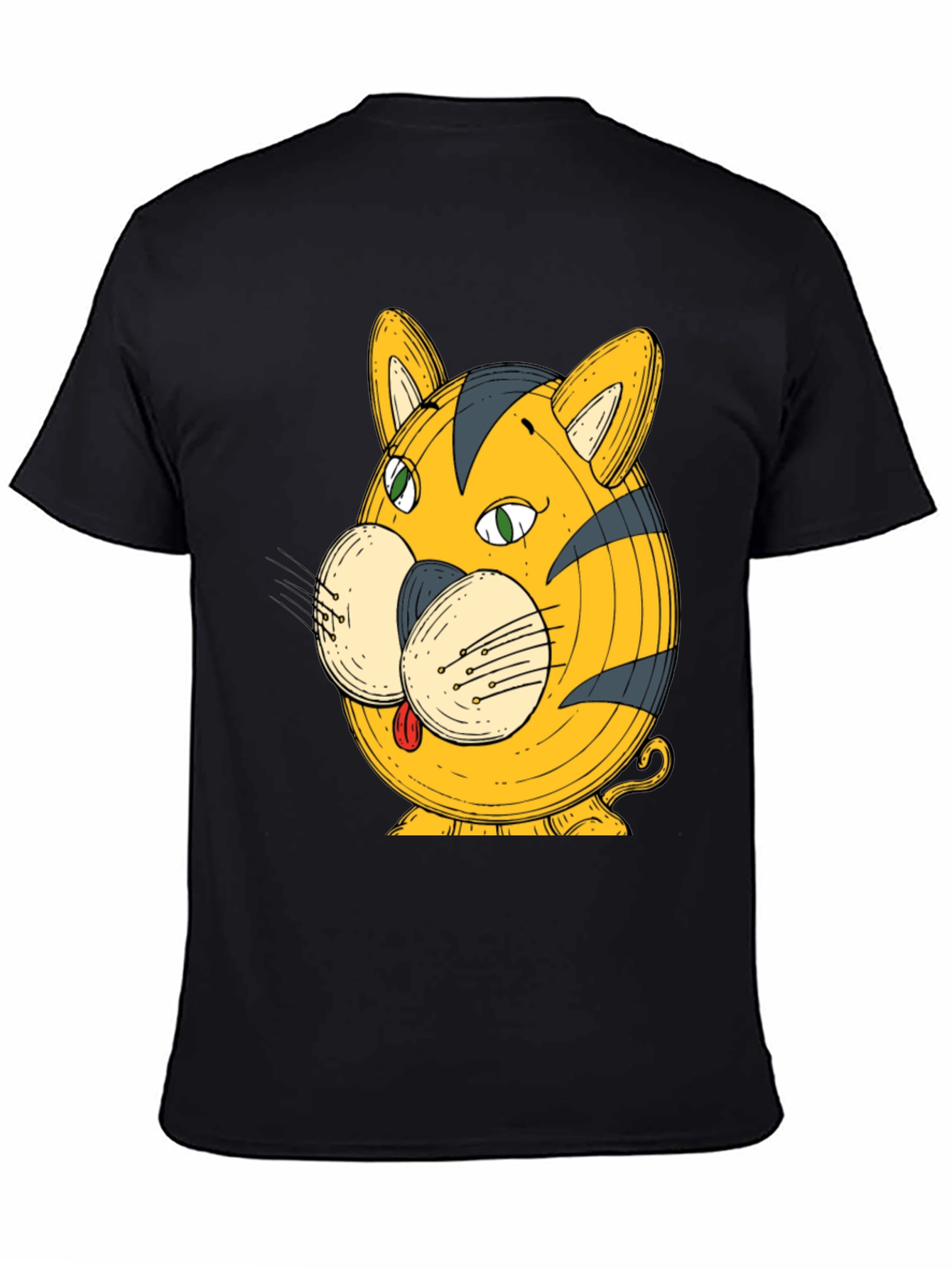 Funny Cartoon Tiger Graphic Black T-Shirt