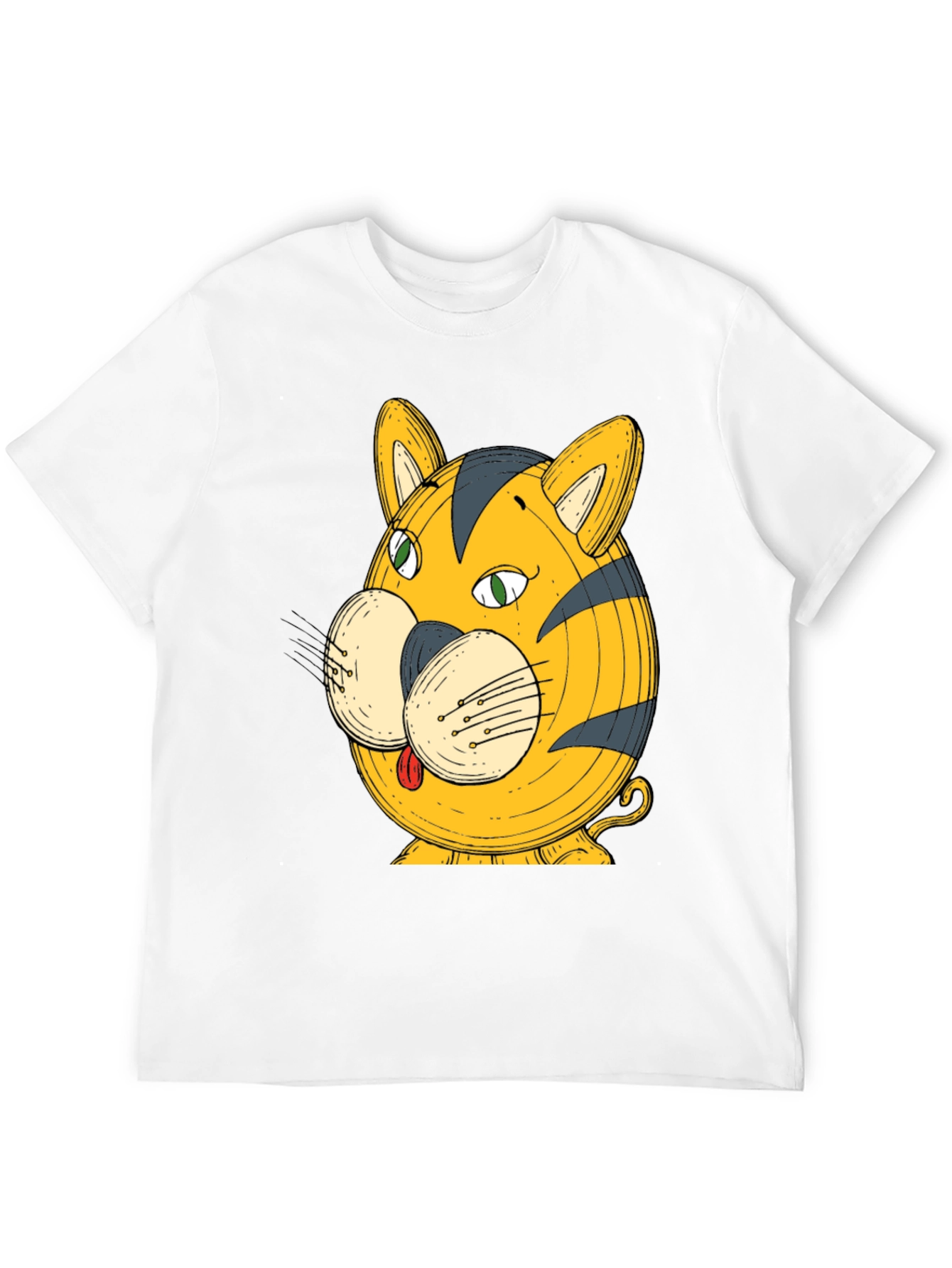 Funny Cartoon Tiger Graphic Black T-Shirt