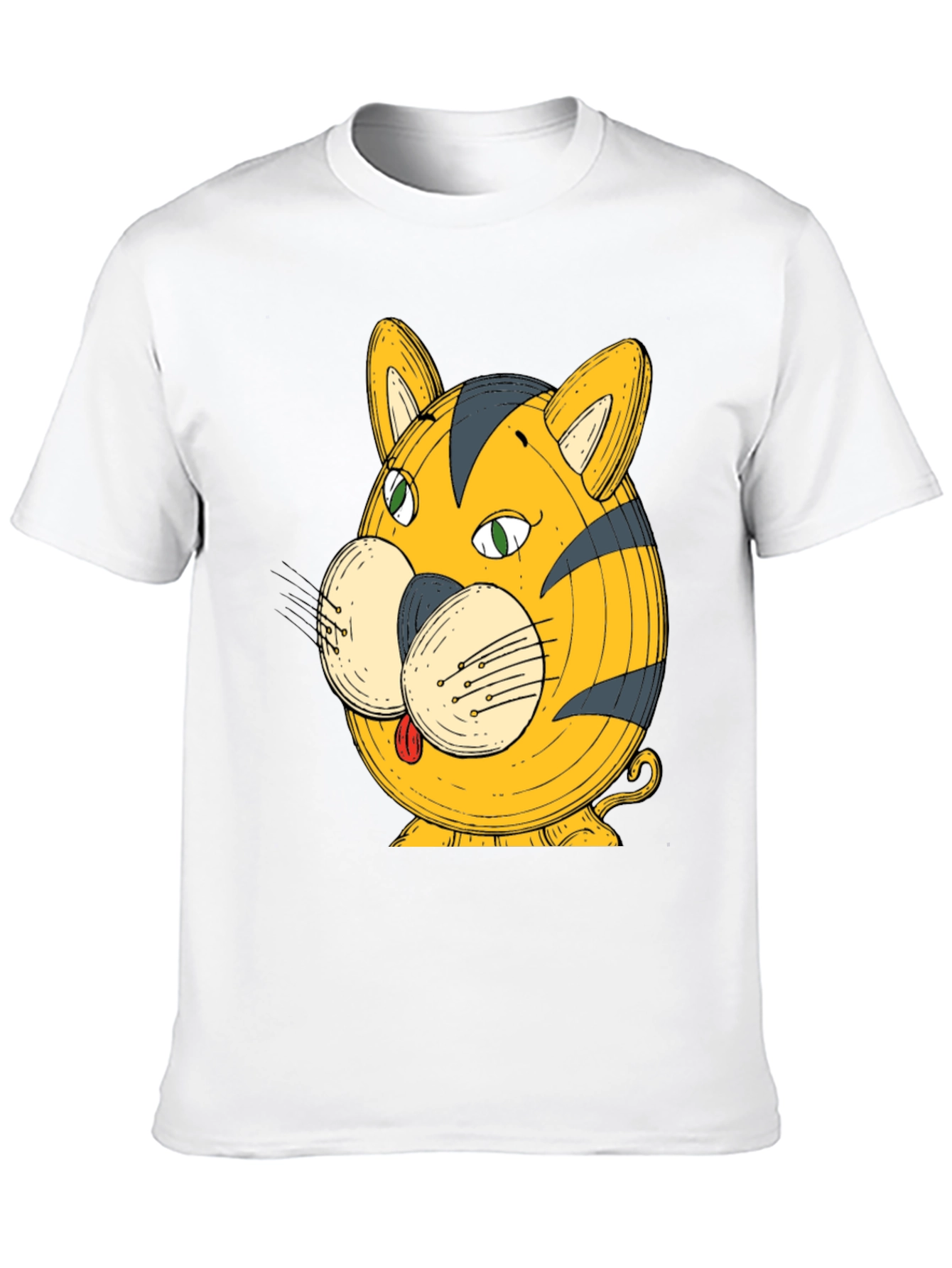 Funny Cartoon Tiger Graphic Black T-Shirt