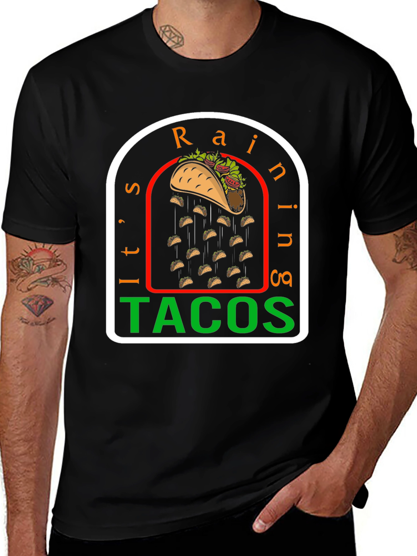 Its Raining Tacos Funny Graphic T-Shirt