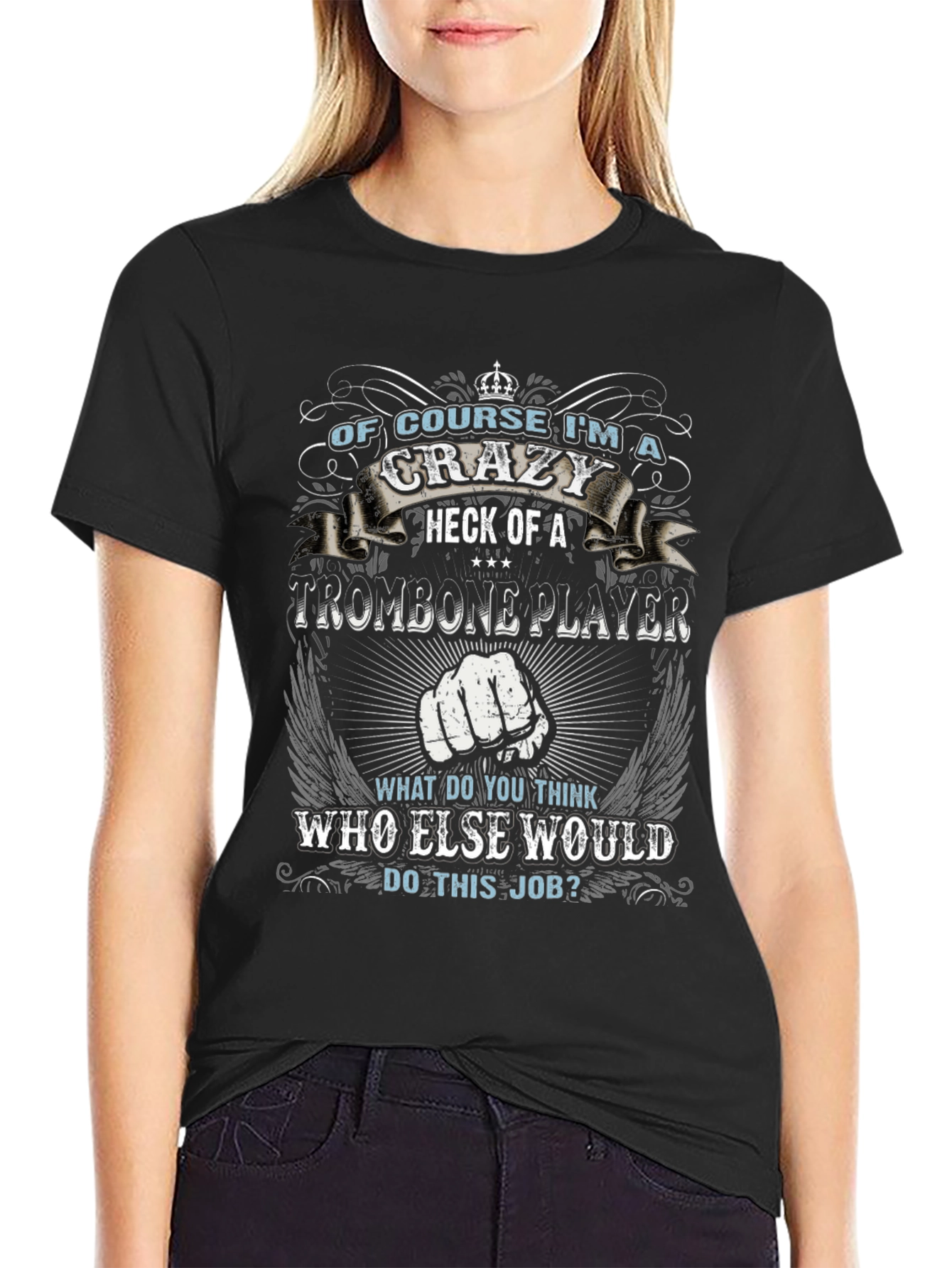 Crazy Trombone Player Graphic T-Shirt