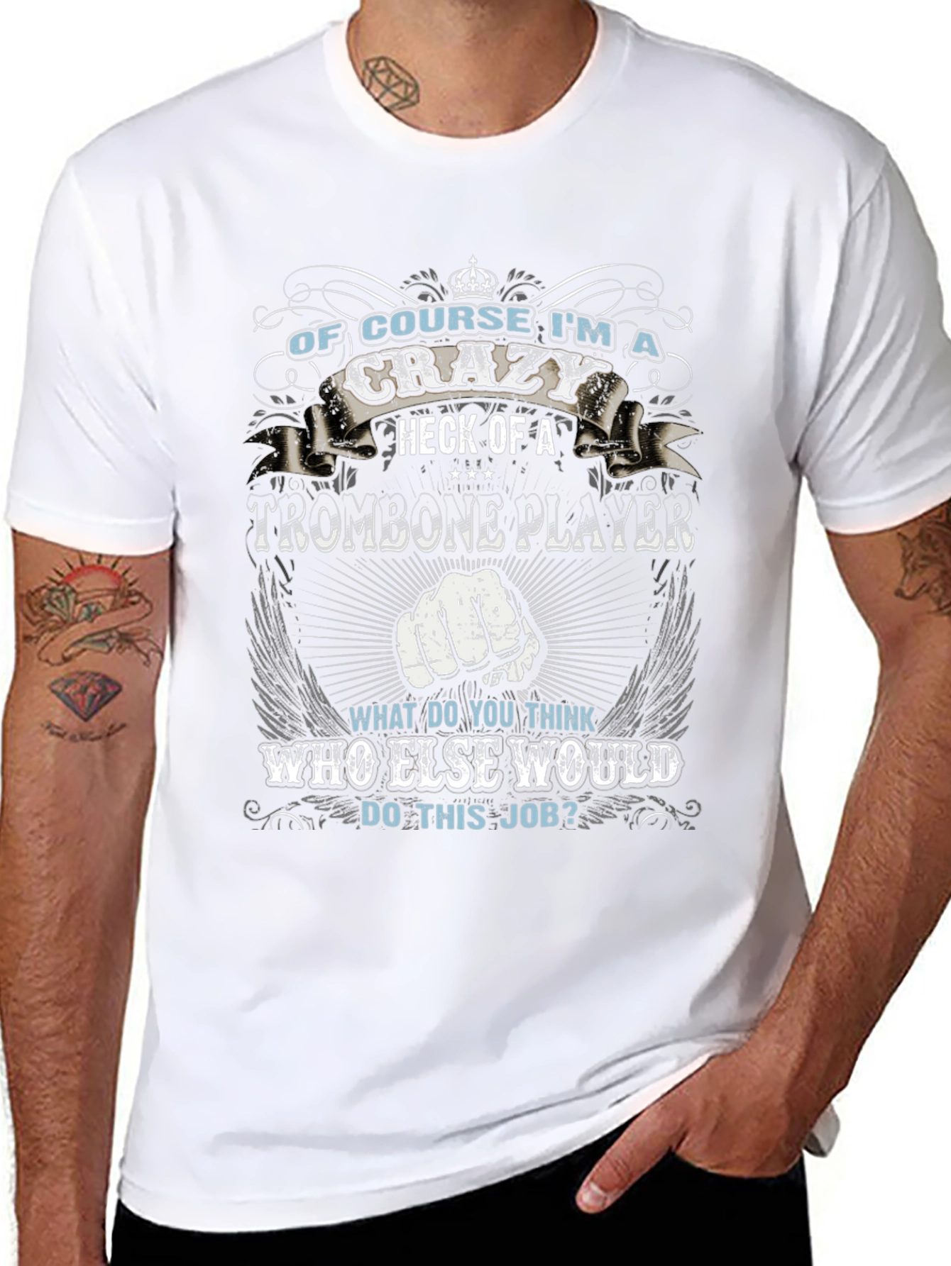 Crazy Trombone Player Graphic T-Shirt
