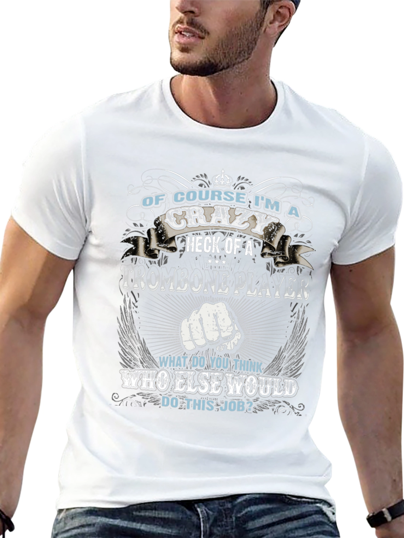 Crazy Trombone Player Graphic T-Shirt