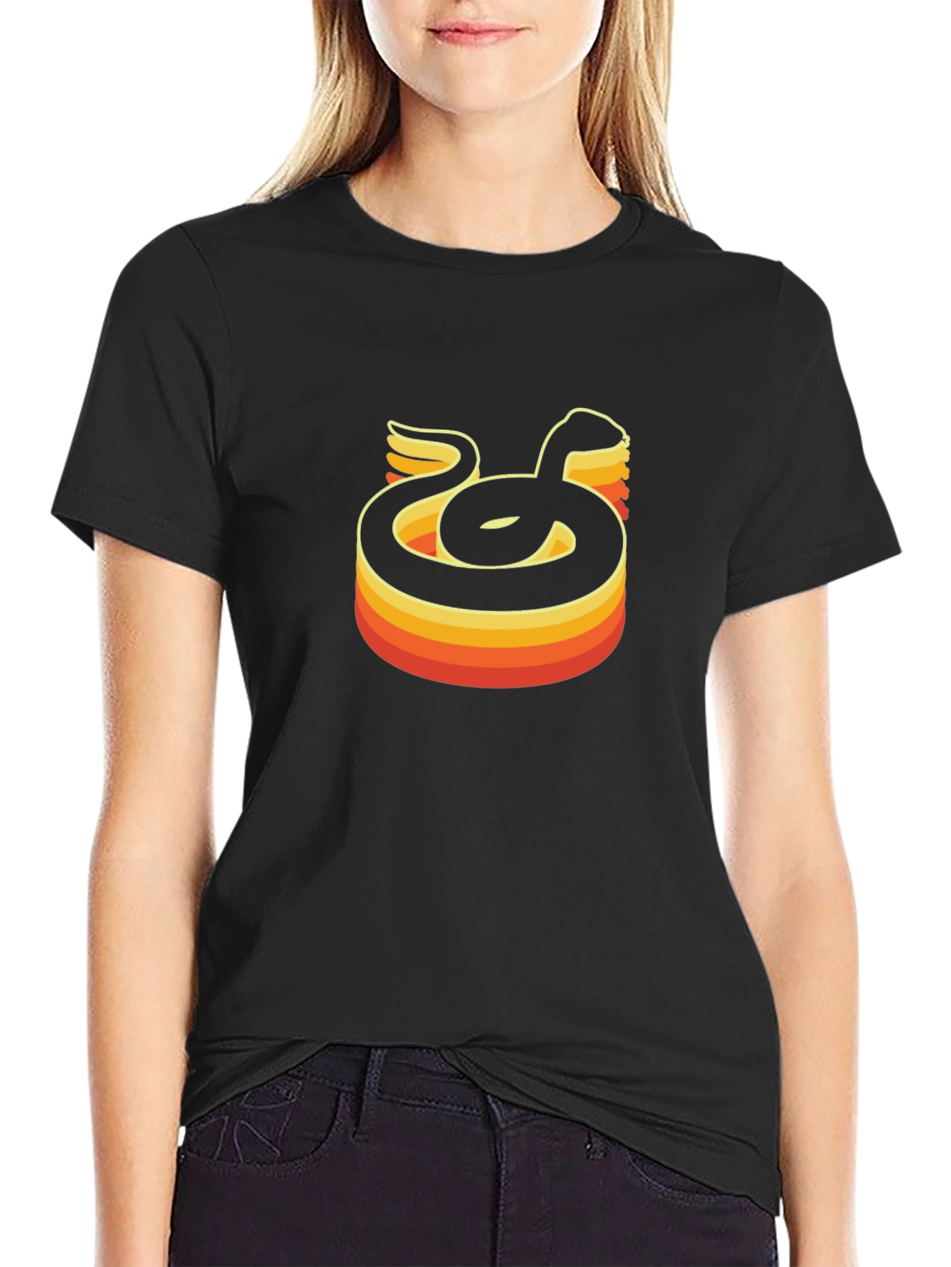 Retro Snake Graphic Tee - Black T-Shirt