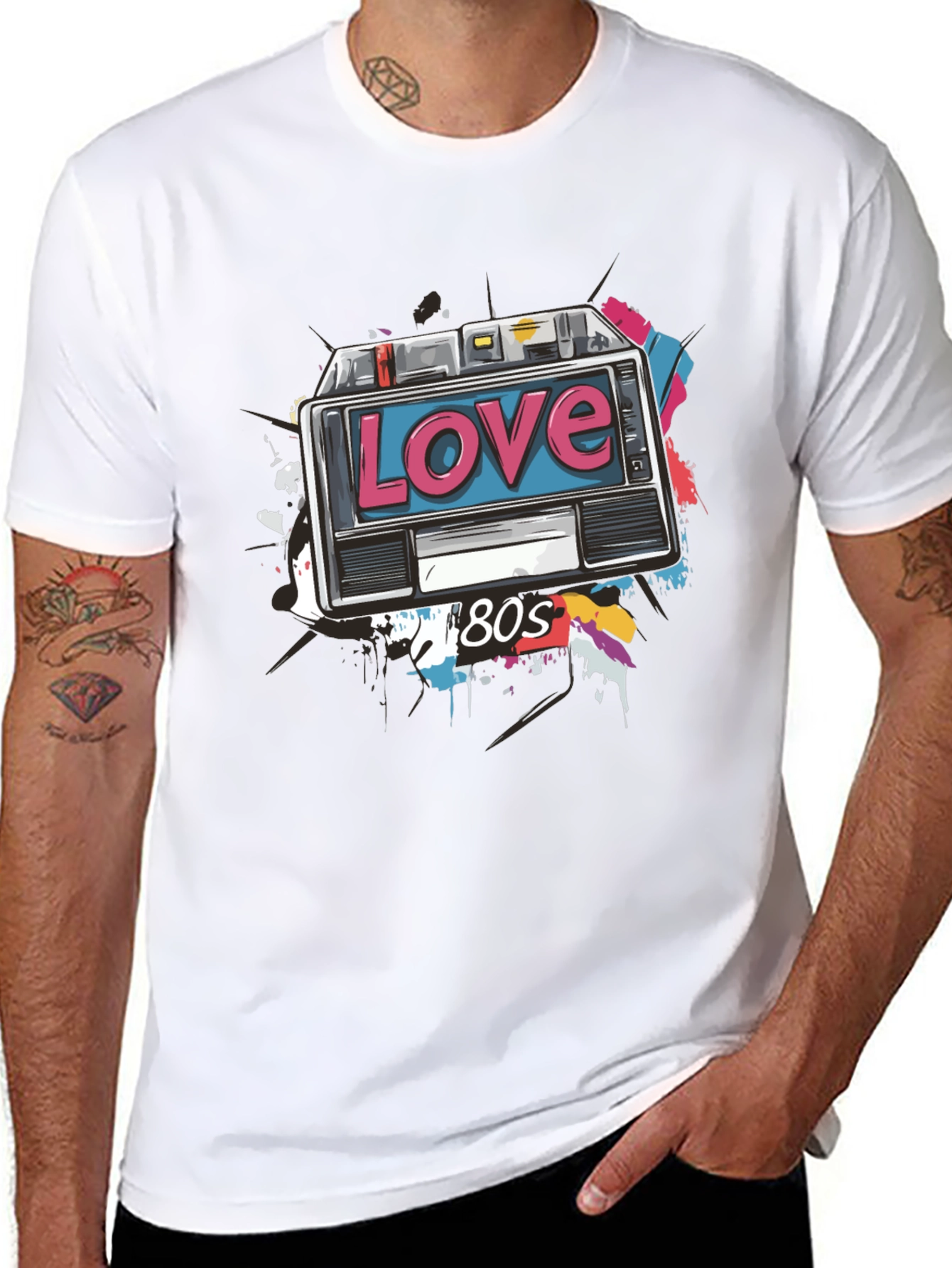 Retro 80s Love Cassette Tape Graphic T-Shirt
