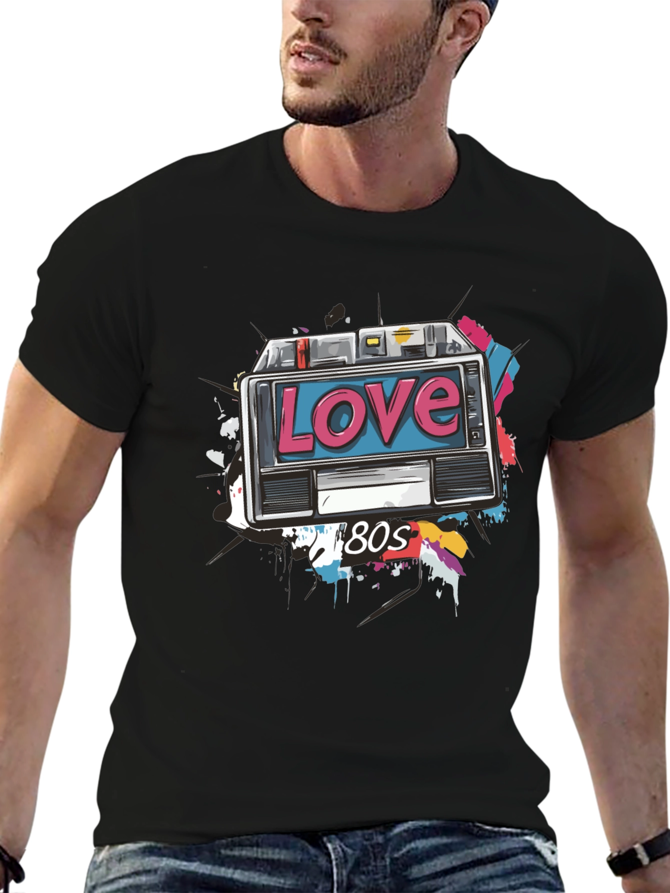 Retro 80s Love Cassette Tape Graphic T-Shirt