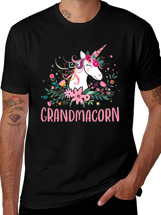 Grandmacorn T-Shirt - Floral Unicorn Design