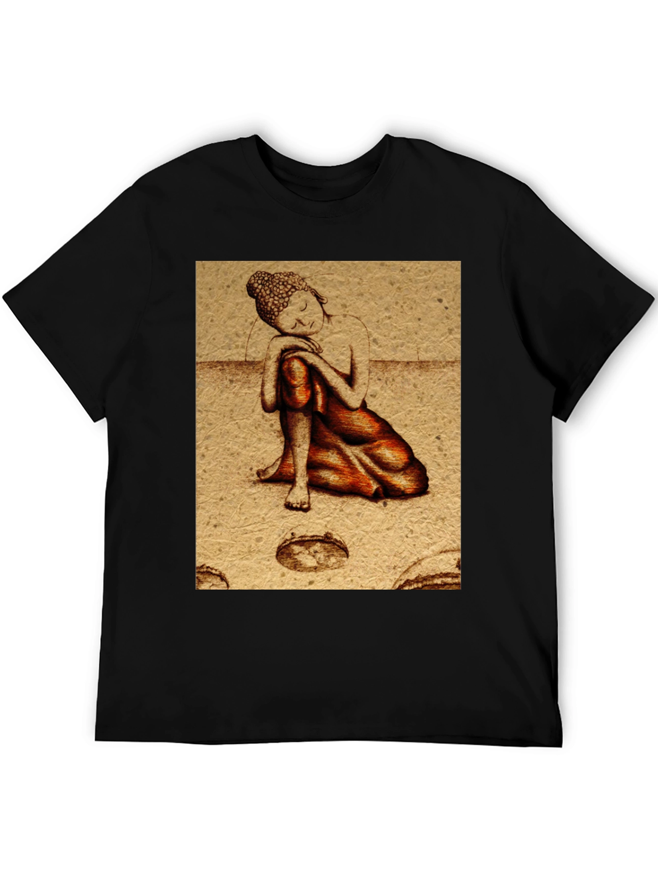 Buddha Graphic Print Black T-Shirt