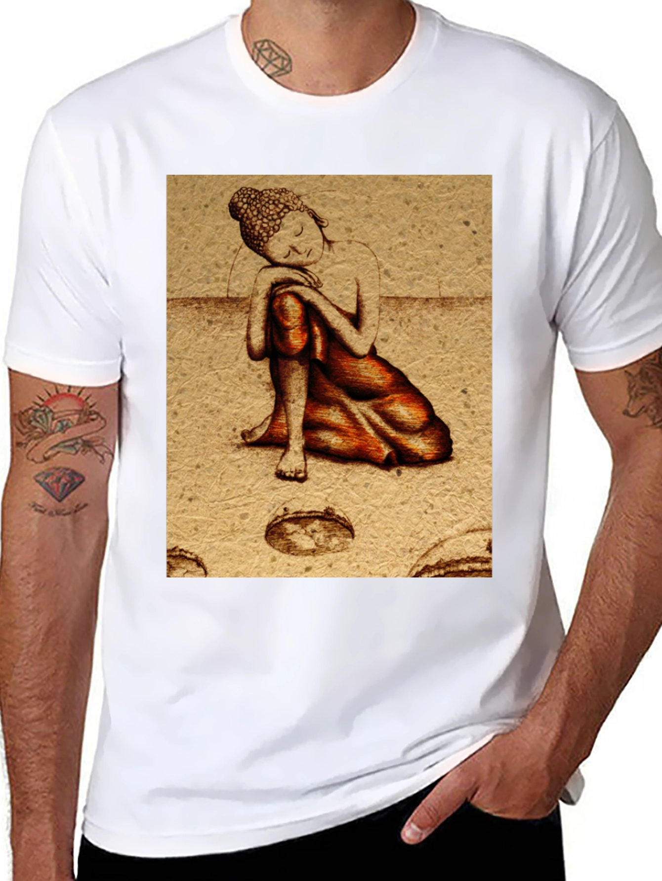 Buddha Graphic Print Black T-Shirt